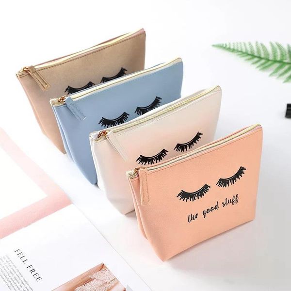 

pink handbag kawaii eyelashes cosmetic bag pu makeup pouch beauty case vanity makeup bag for women travel organizer kit vt0269
