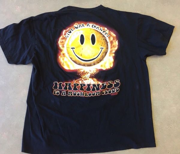 

happiness is a mushroom cloud black t shirt vintage 2005 issue 7 62 design rare sport hooded sweatshirt hoodie