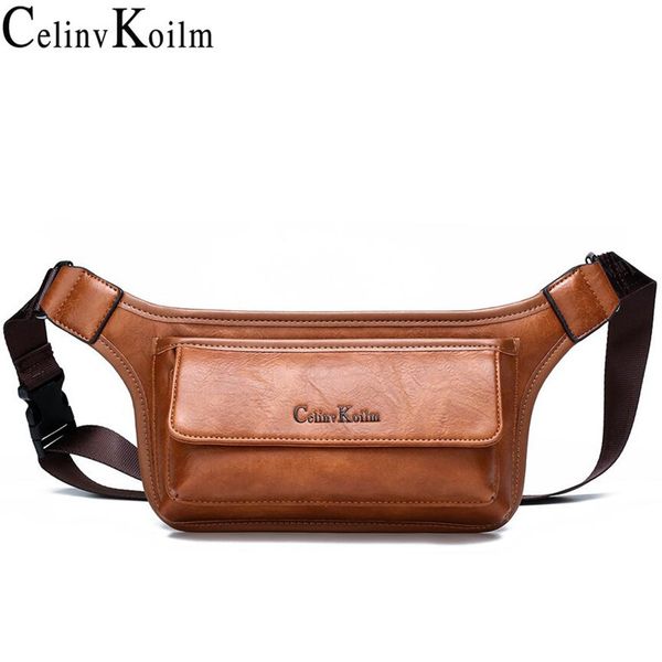 

celinv koilm men waist bag pack casual functional phone belt bag male crossbody sling bag for belt leather chest pouch c1016