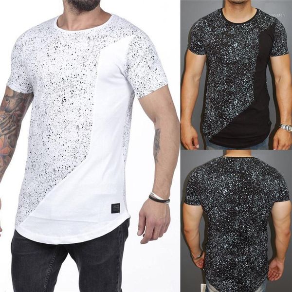 

mens summer slim fit t-shirt casual running sport gym t shirt summer basic cotton tees male splash t-shirt black and white1, White;black
