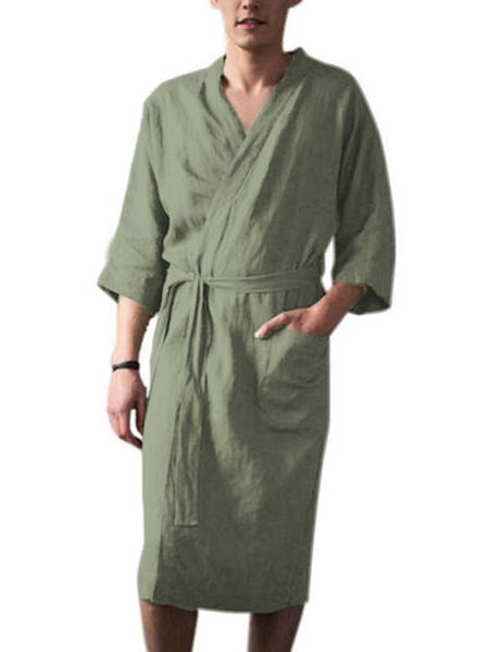 

robe men's autumn home comfort length seven medium sleeve nightgown