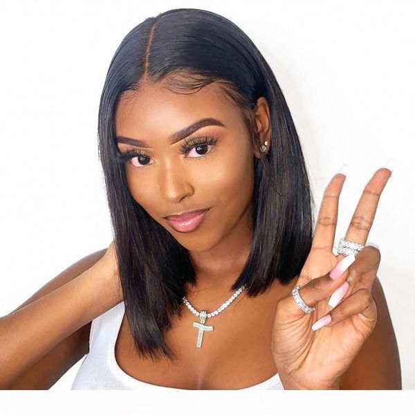 

brazilian straight bob wigs full lace human hair wigs pre plucked natural hairline short wigs with baby hair, Black;brown