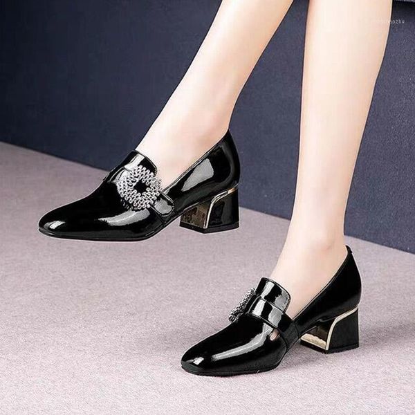 

dress shoes large size 36-42 women's med heels office lady chunky heeled pumps crystal ladies spring autumn 7794l1, Black