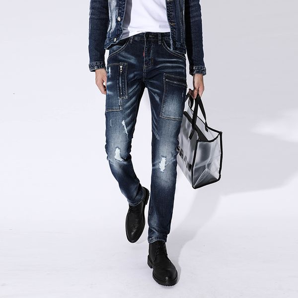 

2021 brim for men painted thin pants embroidered hip hip-hop edge blue spring j9oz