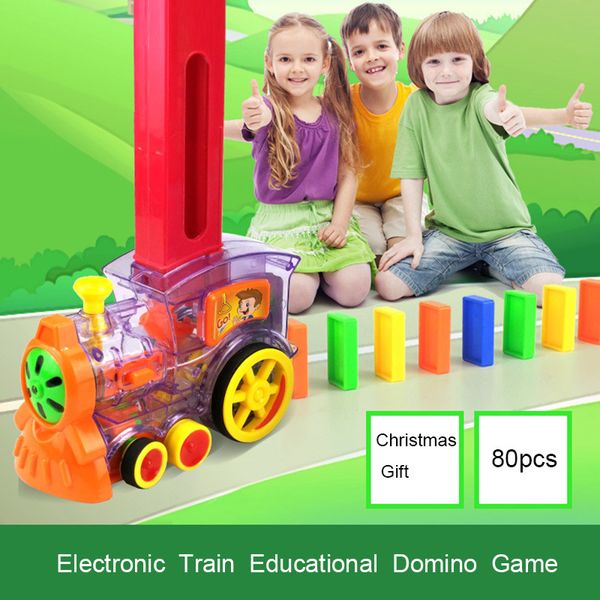 

domino train electric building blocks car vehicles model magical automatic set game truck vehicle stacking kids christmas gift