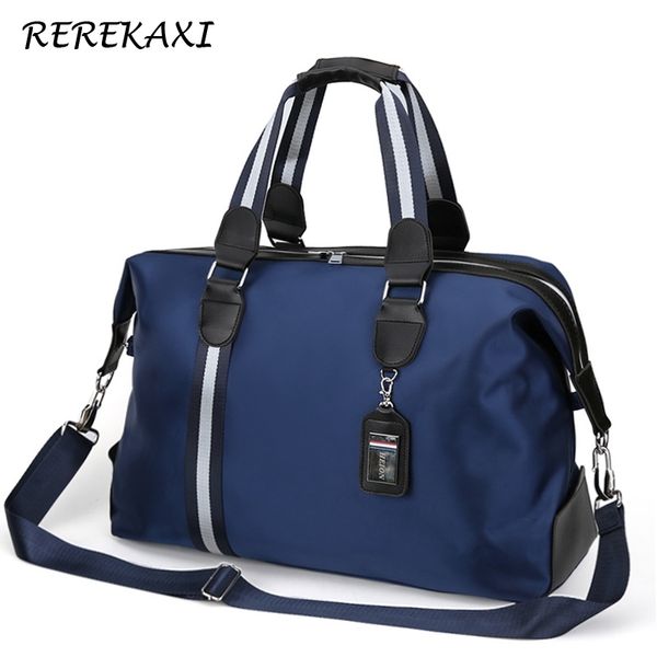 

rerekaxi large capacity men's travel bag women waterproof nylon hand luggage bag multifunction travel duffle bags packing cubes t200718, Blue;pink