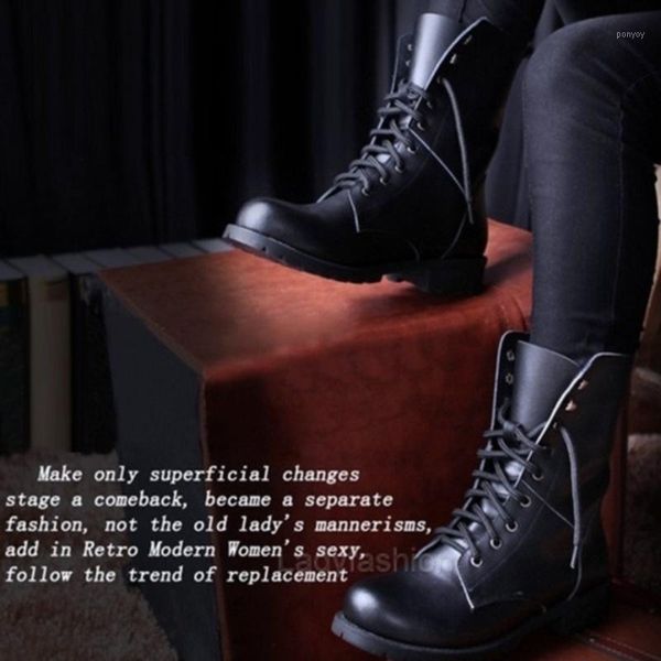 

2021 england vintage fashion cowhide high boots motorcycle ankle boots women lace up botas mujer shoes women1, Black