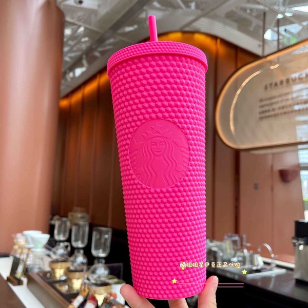 

24 oz durian personalized starbucks iridescent bling rainbow unicorn studded cold cup tumbler coffee mug with plastic strawm204