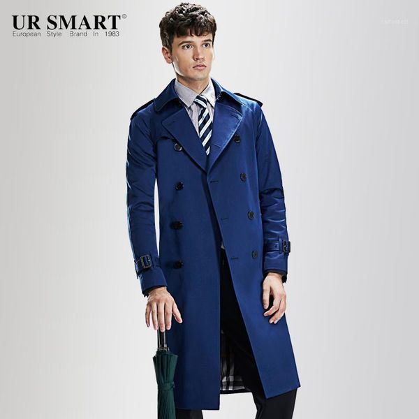 

men's trench coats star of tomorrow ursmart super long weather-proof double-breasted windbreaker style british male coat1, Tan;black