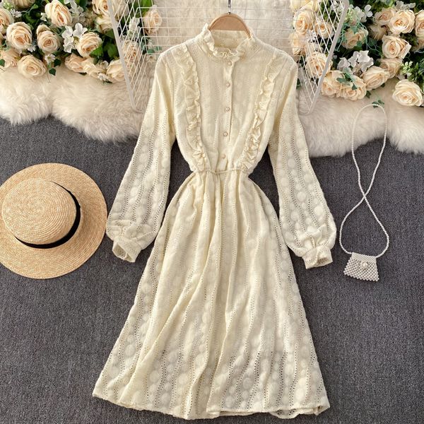 

2021 new sweet female singiny in chic lace collar button long line dressed autumn fashion streetwear dress jit4, Black;gray