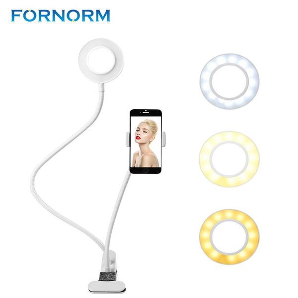

fornorm selfie lamp ring light 3 mode 10 level with phone holder arm stand for plus