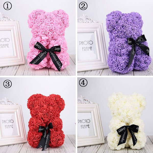 

25cm new teddy rose bear with box valentine's day gift artificial pe flower bear soap foam bear of roses birthday gifts