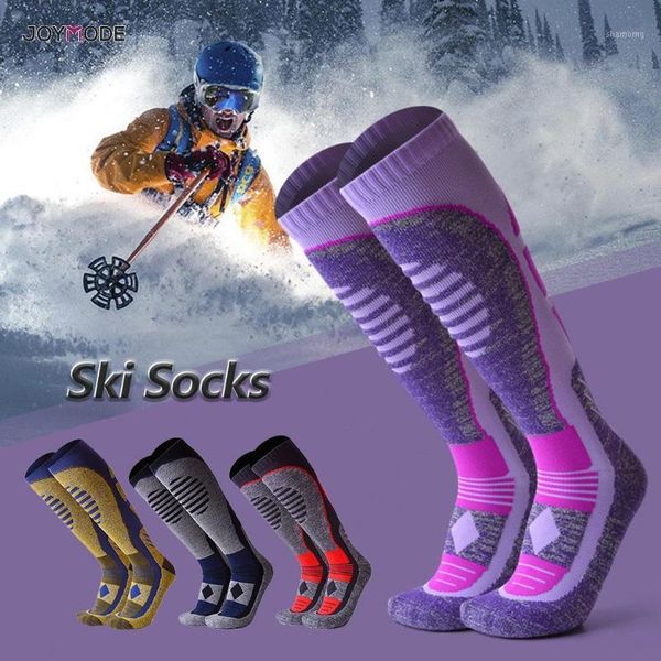 

sports socks joymode ski thick cotton snowboard cycling skiing soccer men & women moisture absorption high elastic1, Black
