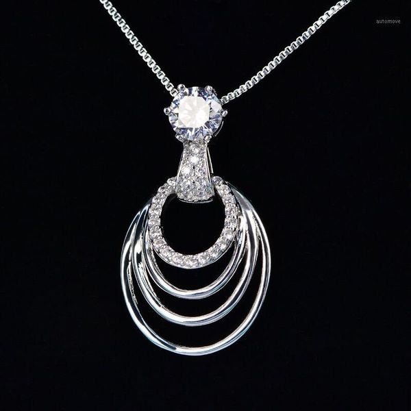 

ypay8 fashion 925 sterling silver ladies for women golden rose gold three circles party details necklace jewelry1