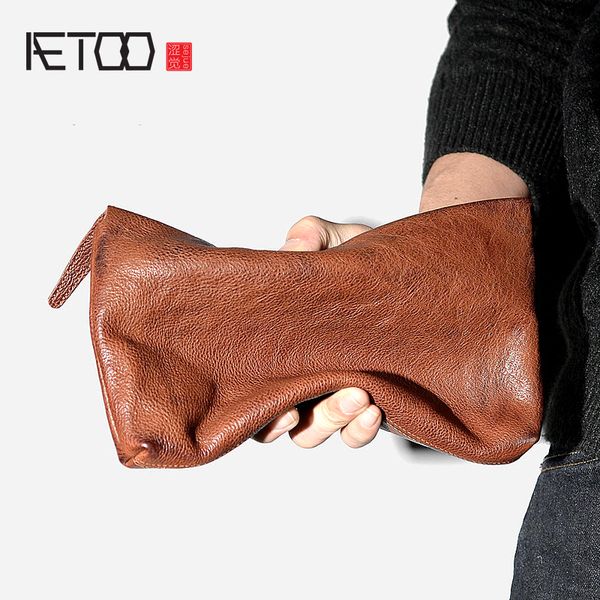 

hbp aetoo simple-planted leather cowhide hand bag, head leather men's handbag, do old vintage handmade leather bag, Red;black