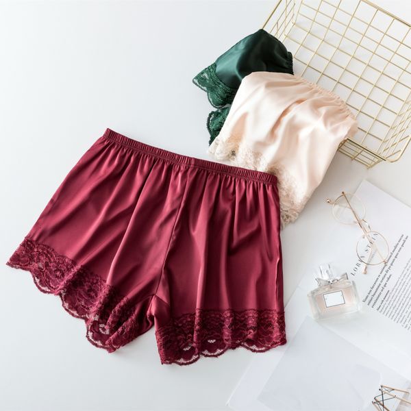 

women safety shorts pants seamless anti exposure panties floral silk lace trim shorts ventilation girls slimming underwear, Black;brown