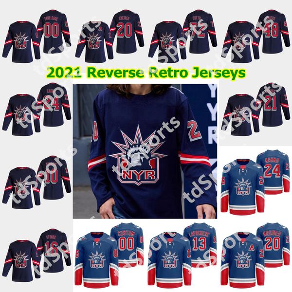 

new york rangers 2021 reverse retro hockey jerseys 13 alexis lafreniÃ¨re jersey artemi panarin henrik lundqvist mika zibanejad custom stitche, Black;red