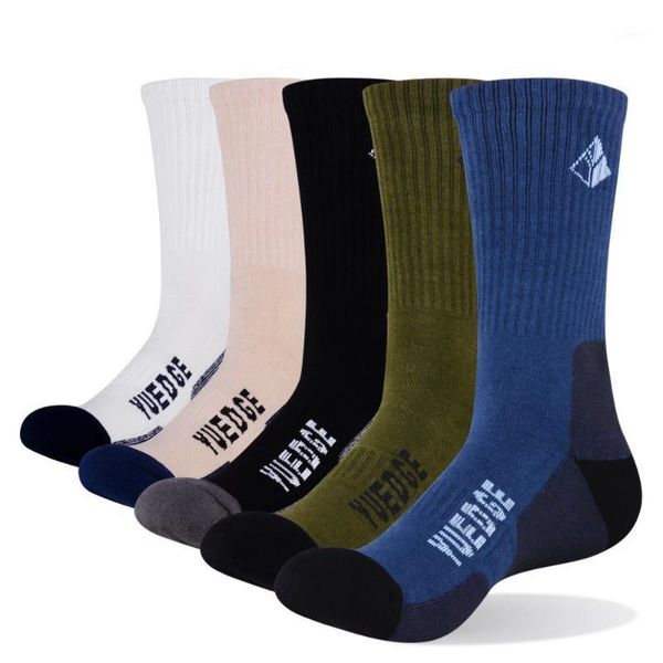 

yuedge 5 pairs cotton compression socks for man trekking formal hiking socks meia funny colorful happy men1, Black