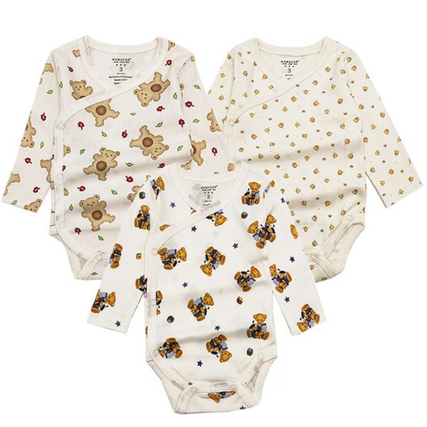 

3pcs/lot baby bodysuit newborn boys girls baby clothing set infant jumpsuits cotton baby clothes cartoon long sleeves overalls 1021, Blue