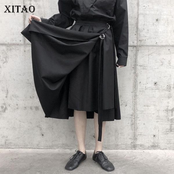 

xitao black drawstring skirt fashion new women elegant 2020 spring goddess fan minority style elastic waist skirt xj39881