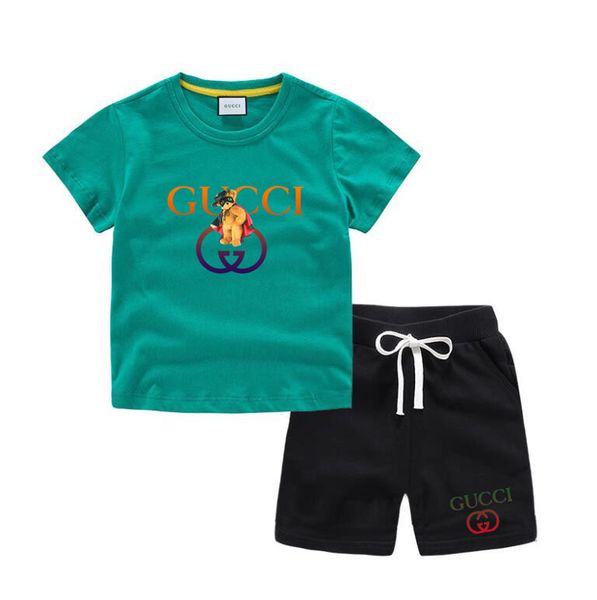 

designer clothes new suit children boys girls clothes sets kids cotton letter short sleeves t-shirt toddler child clothing, White