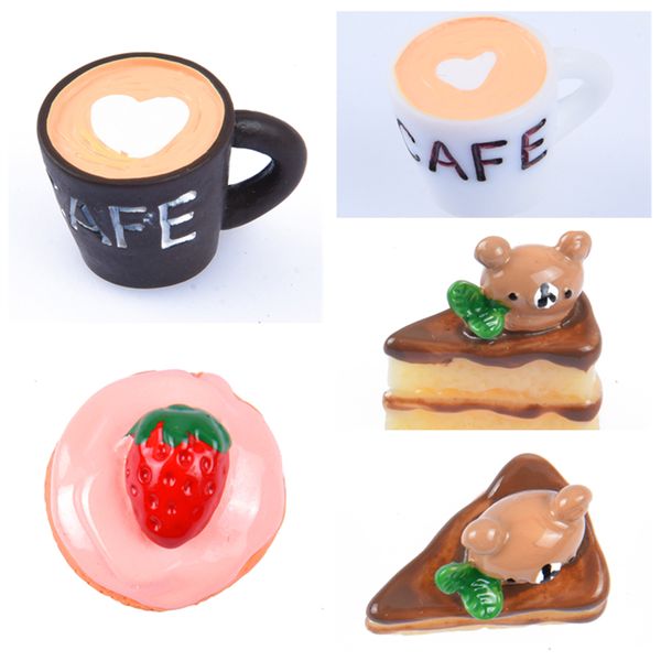 

wholesales coffee and cake shoe charms decoration fruits shoes accessories fit croc shoe kids summer party gift, White;pink
