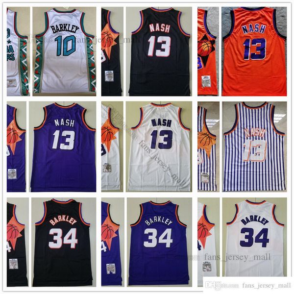 

youth kids men basketball jerseys 34 charles 13 steve barkley nash #10 retro jersey 1985-86 1991-92-93, Black;red