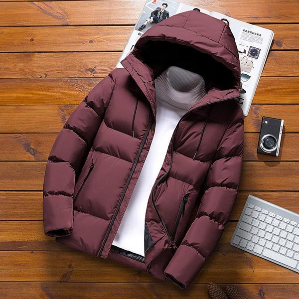 

new japanese, korean, european and american winter men's jacket fashion solid color hooded jacket men's casual large size, Black