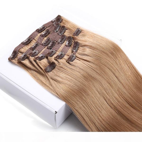 

elibess hair -straight wave clip in humanhair extensions 100g set 7pcs clip on remy human hairs, Black