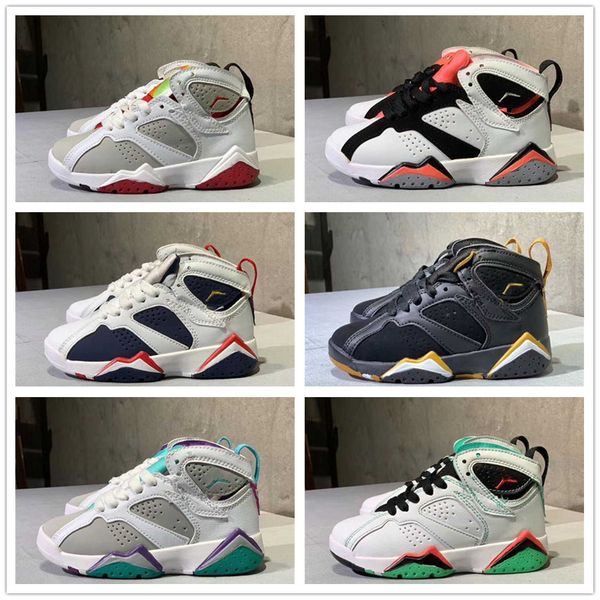 

2020 latest 28-35 highest quality jumpman 7 basketball shoes sneakers child boy girl chaussures sports running platform, Black