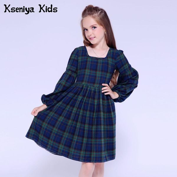 

kseniya kids clothes 2019 spring girls dress long sleeve plaid party dresses cute children dress princess girl 6 8 10 t200709, Red;yellow
