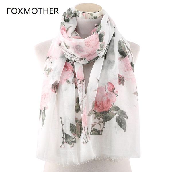 

весна foxmother шарфов печати роза femme цветок mint цвет белый платки розовый шарф мода foulard 2019 женщины цветочные новый yxlusx beauty8, Blue;gray