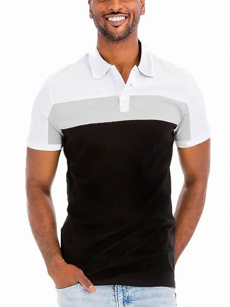 

men cut and sew polo shirt t8rp#, White;black