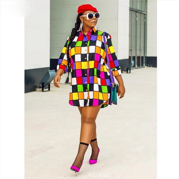 

fashion casual women t shirt dress plaid plaid turn down collar full sleeve mini dress vestido j6017, Black;gray