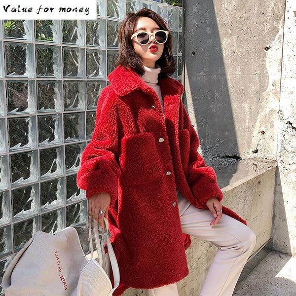 

fur real coat 100% wool female jacket autumn winter coat women clothes 2021 korean vintage sheep shearing abrigo mujer zt3579, Black