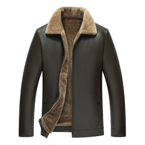 

custom men winter sherpa embroidered leather jacket