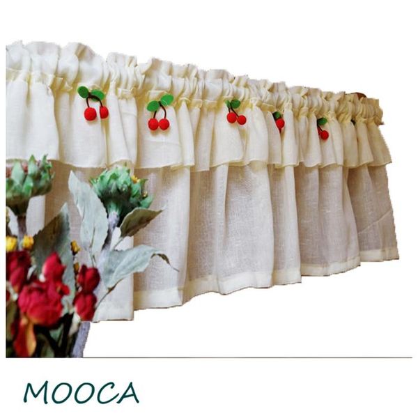 

curtain & drapes cute white with cherry decoration fruit short kithen caffee