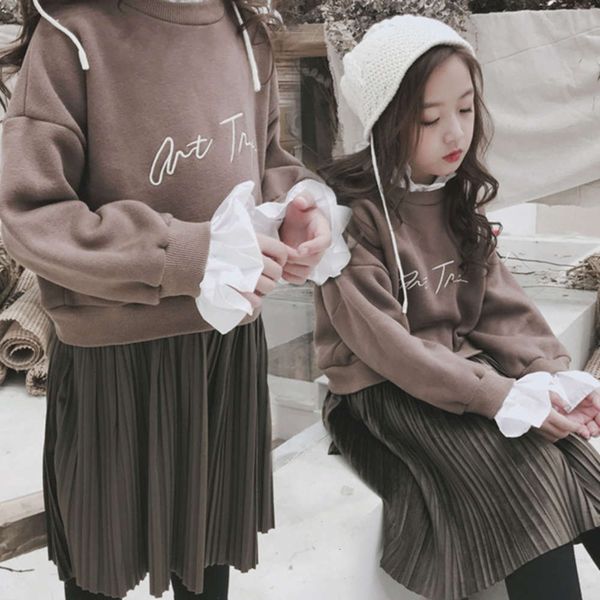 

plush winter 2020 korean autumn children's and fake two piec of pleated drs girls' patchwork skirt vzwq, Red;yellow