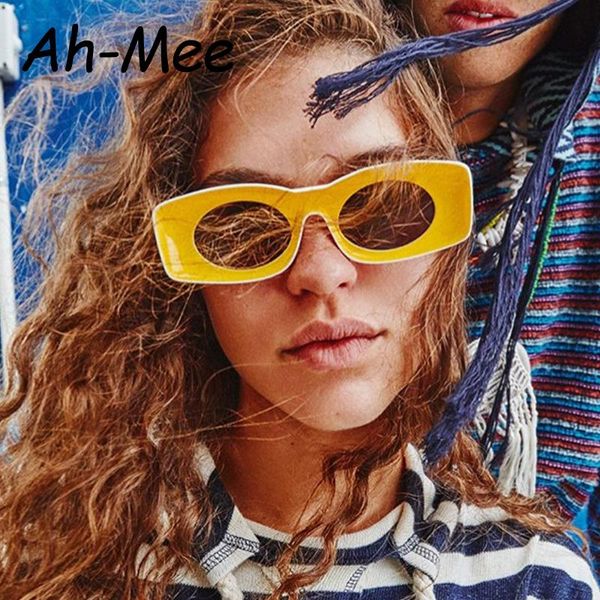 

sunglasses square women men vintage summer designer sun glasses colorful lens 90s retro frame shades uv400, White;black