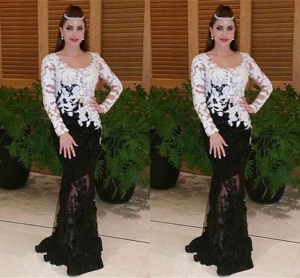 

2022 white black lace evening dresses long sleeves for women mermaid style scoop plus size mother of the bridal dress special occasion, Black;red