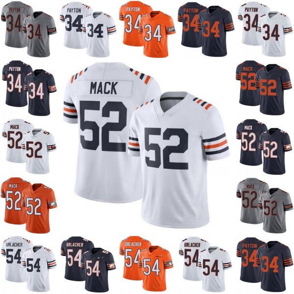 

men #34 walter payton 52 khalil mack 54 brian urlacher women youth jersey, Black;red