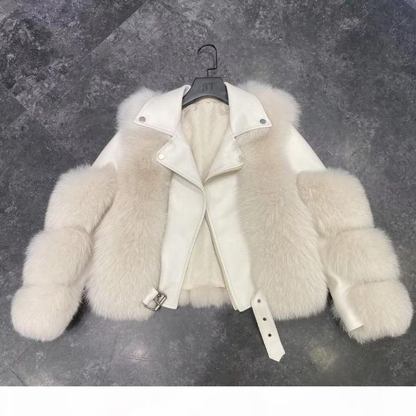 

brand 2020 luxury real fur coat winter jacket women natural fur genuine leather locomotive outerwear streetwear thick warm, Black