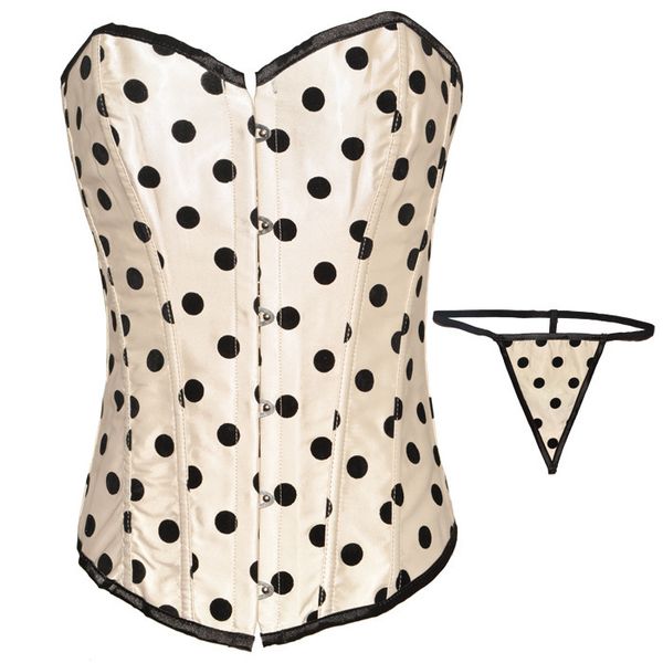 

cute dot corset, White;black