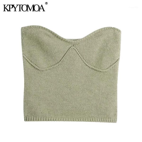 

kpytomoa women 2020 fashion with exposed shoulders cropped knitted sweater vintage straight-cut neck female pullovers chic 1, White;black