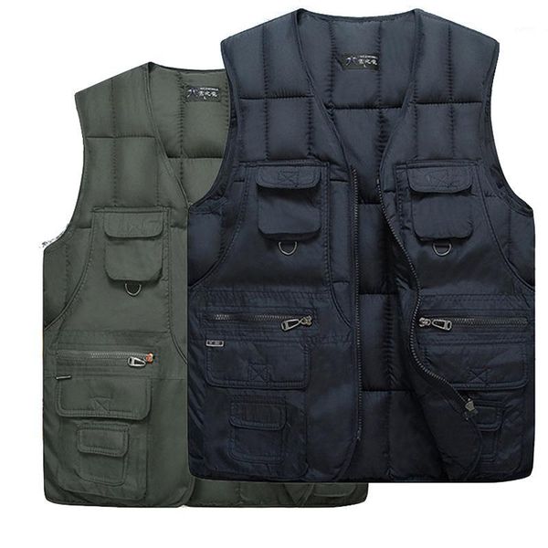 

winter multi pocket men white duck down vest ultralight sleeveless vest jacket fashion stand collar men large size loose1, Black;white