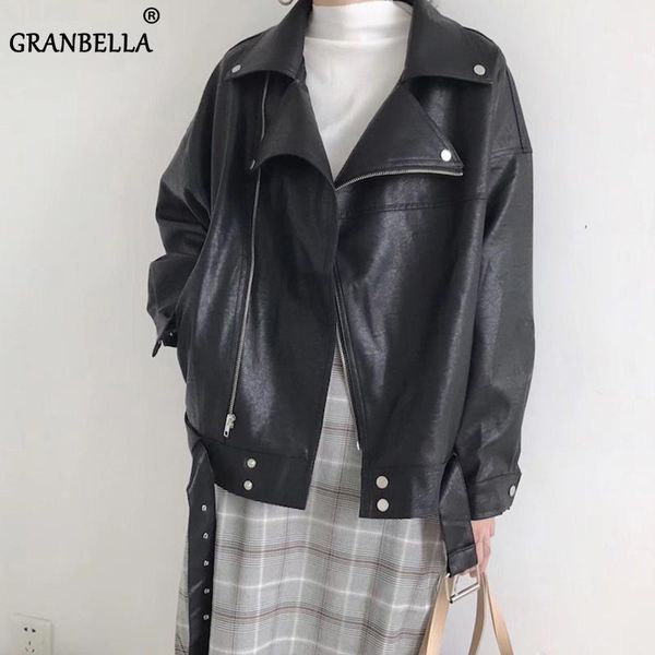 

new arrival 2020 spring autumn motorcycle leather jackets women casual black leather outerwear female daily all-matched