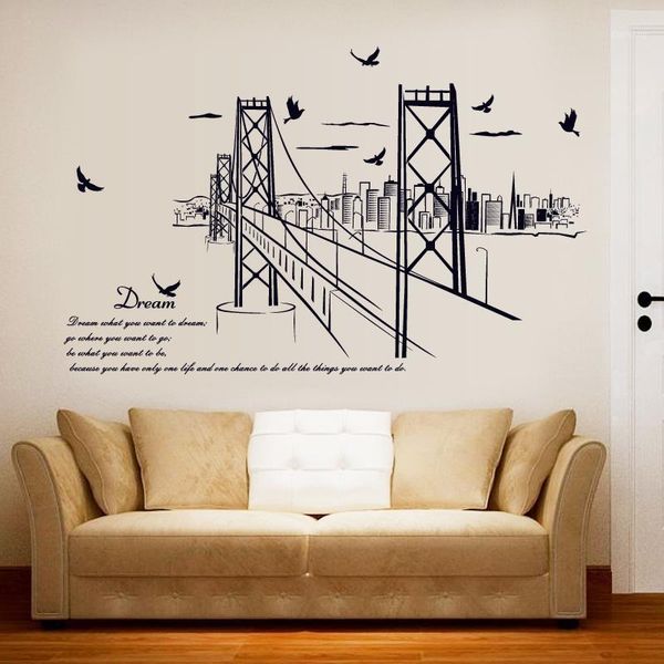 

san francisco bridge silhouette quote study living room removable eco-friendly wall stickers decal decor art mural poster dc181