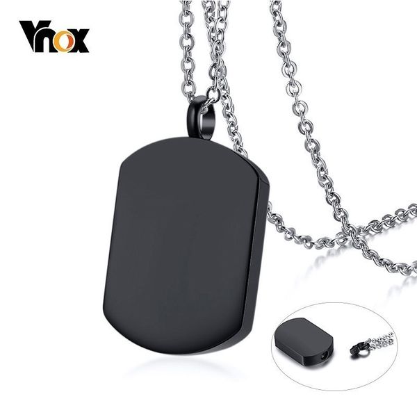 

vnox mens cremation urn necklace black stainless steel dog tag pendant memorial cherish love gifts jewelry 201013, Silver