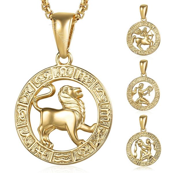 

pendant necklaces for women men 12 horoscope zodiac sign gold aries leo dropshipping 12 constellation men's woman jewelry hgpm24, Silver