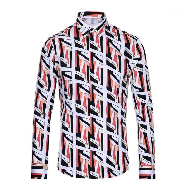 

2020 new arrival fashion double letter digital printing fashion brand men long sleeve casual shirts size mlxl2xl3xl1, White;black